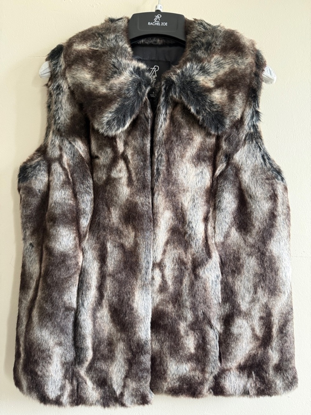 Rachel Zoe Plush Faux Fur Vest in Brown and Gray Tones